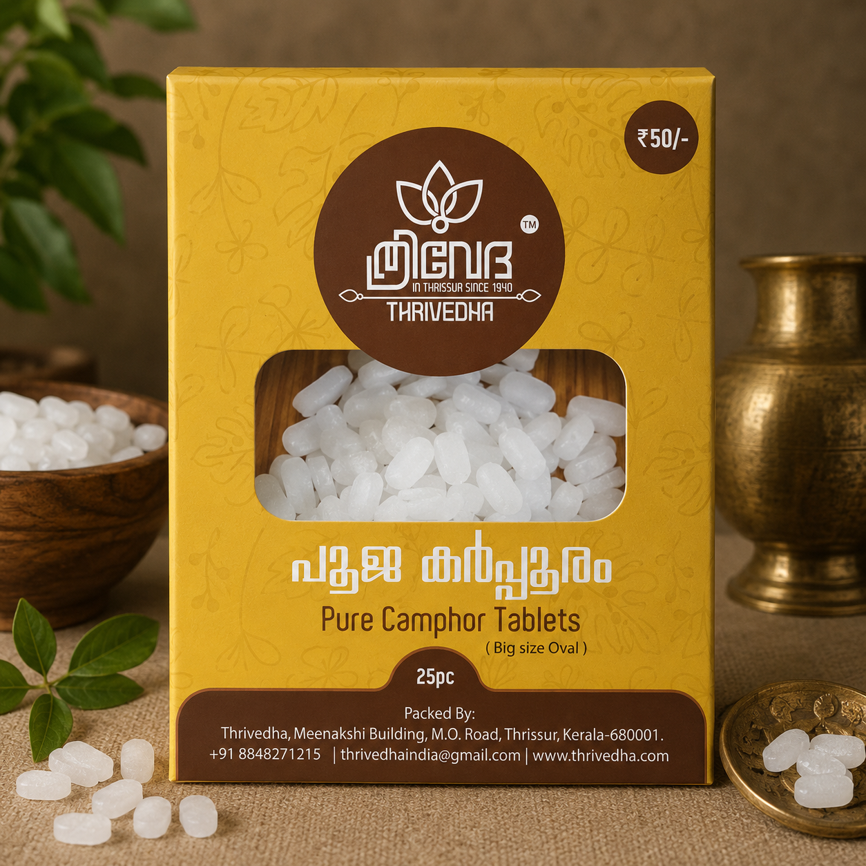 Pure Camphor Tablets – Pooja Karpooram (Oval Shaped)